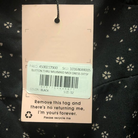 Missguided Black Ditsy Print Milkmaid Midi Dress - Picture 2 of 3